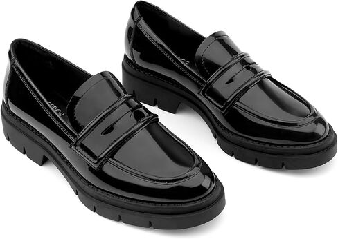 JENN ARDOR Women's Chunky Loafers Slip On Lug Sole Penny Loafer Comfort Casual Round Toe Mid Heels Platform Work Shoes in Saudi Arabia