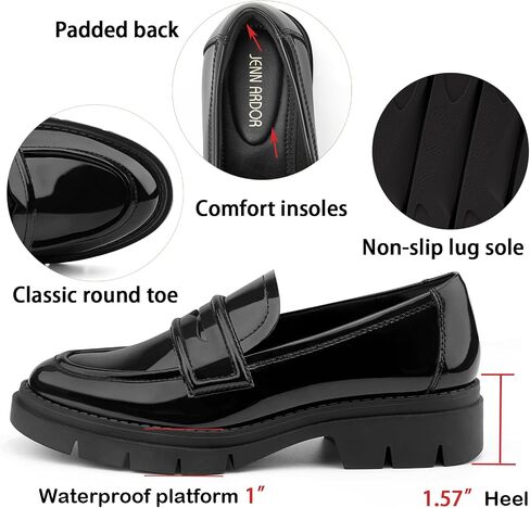 JENN ARDOR Women's Chunky Loafers Slip On Lug Sole Penny Loafer Comfort Casual Round Toe Mid Heels Platform Work Shoes in Saudi Arabia