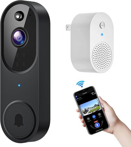 1080p Video Doorbell Camera Wireless, Chime Ringer Included, AI Human Detection, 2-Way Audio, Home Security System, Live View, 2.4G WiFi, Night Vision, Cloud Storage, Rechargeable Battery in Saudi Arabia