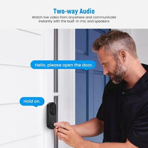 1080p Video Doorbell Camera Wireless, Chime Ringer Included, AI Human Detection, 2-Way Audio, Home Security System, Live View, 2.4G WiFi, Night Vision, Cloud Storage, Rechargeable Battery in Saudi Arabia
