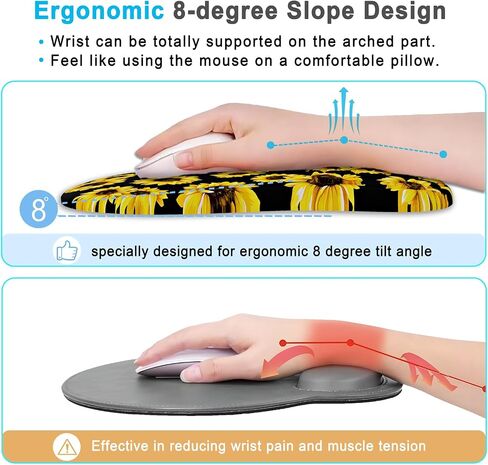 Ergonomic Mouse Pad Wrist Support with Gel Massage Design, [12x8 inch] Small Mouse Pads for Desk Pain Relief Wrist Rest for Mouse, Wrist Pad Office Supplies(Black Cat) in Saudi Arabia