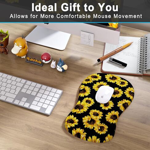 Ergonomic Mouse Pad Wrist Support with Gel Massage Design, [12x8 inch] Small Mouse Pads for Desk Pain Relief Wrist Rest for Mouse, Wrist Pad Office Supplies(Black Cat) in Saudi Arabia