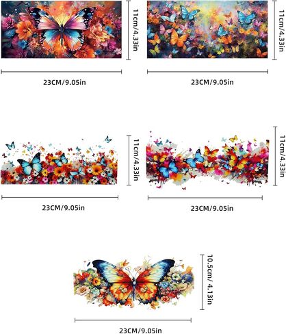 5pcs Glass Cup Butterfly Waterproof Transfer Stickers for 16 Oz Water Bottle,Laptop,DIY Art Decorate Aesthetic UV Dtf Wraps for Female Adults Kids Teens Classroom Office Optimal Motivational SL048 in Saudi Arabia