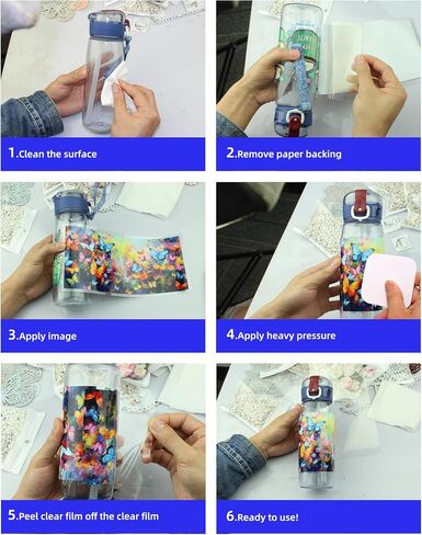 5pcs Glass Cup Butterfly Waterproof Transfer Stickers for 16 Oz Water Bottle,Laptop,DIY Art Decorate Aesthetic UV Dtf Wraps for Female Adults Kids Teens Classroom Office Optimal Motivational SL048 in Saudi Arabia