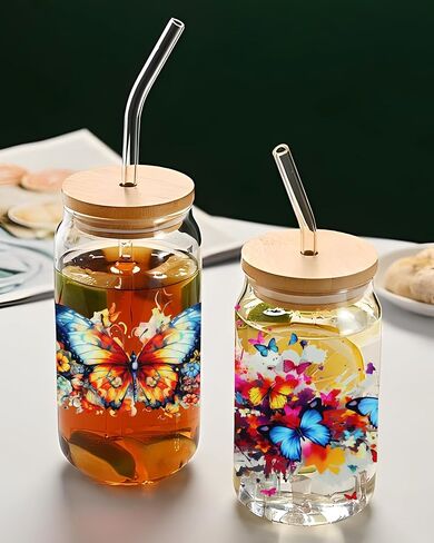 5pcs Glass Cup Butterfly Waterproof Transfer Stickers for 16 Oz Water Bottle,Laptop,DIY Art Decorate Aesthetic UV Dtf Wraps for Female Adults Kids Teens Classroom Office Optimal Motivational SL048 in Saudi Arabia