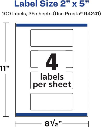 Avery Durable Waterproof Rectangle Labels with Sure Feed, 2" x 5", 200 Oil and Tear-Resistant Waterproof Labels, Print-to-The-Edge, Laser/Pigment-Based Inkjet Printable Labels in Saudi Arabia