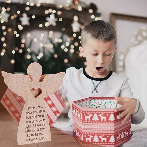 Baptism Gift for Boys, Wooden Guardian Angel for Kids Baby Christening Gifts, Blessing This Boy Angel Baptism Keepsake Decor Ornament Present in Saudi Arabia
