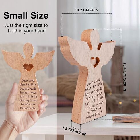 Baptism Gift for Boys, Wooden Guardian Angel for Kids Baby Christening Gifts, Blessing This Boy Angel Baptism Keepsake Decor Ornament Present in Saudi Arabia