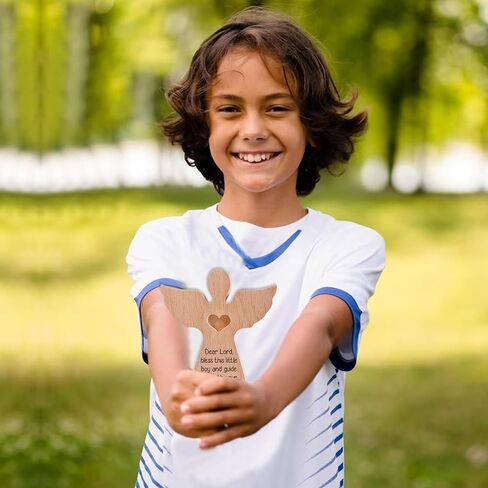 Baptism Gift for Boys, Wooden Guardian Angel for Kids Baby Christening Gifts, Blessing This Boy Angel Baptism Keepsake Decor Ornament Present in Saudi Arabia