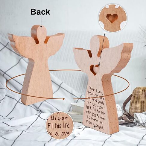 Baptism Gift for Boys, Wooden Guardian Angel for Kids Baby Christening Gifts, Blessing This Boy Angel Baptism Keepsake Decor Ornament Present in Saudi Arabia