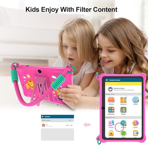 PRITOM Lanyard Kids Tablet 7 inch, 32GB Toddler Tablet Android 13 with WiFi, Dual Camera, Education, Games, Kids Software Pre-Installed, Parental Control, Blue in Kuwait