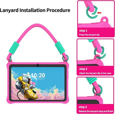 PRITOM Lanyard Kids Tablet 7 inch, 32GB Toddler Tablet Android 13 with WiFi, Dual Camera, Education, Games, Kids Software Pre-Installed, Parental Control, Blue in Kuwait