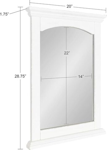 مرآة حائط بإطار خشبي ريفي من كيت آند لوريل هيلكومب، مقاس 20 × 28.75، باللون الأبيض، مرآة مزرعة أنيقة للحائط in Saudi Arabia