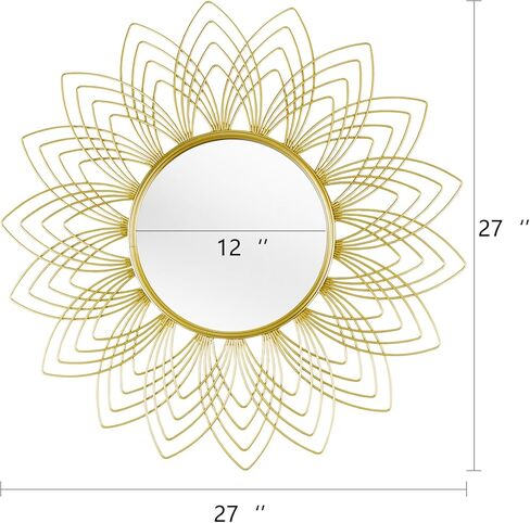 مرآة حائط كبيرة مقاس 27 بوصة بإطار معدني ذهبي مرآة دائرية مرآة دائرية ذهبية لغرفة المعيشة وغرفة النوم وخط المدخل ذهبي in Kuwait