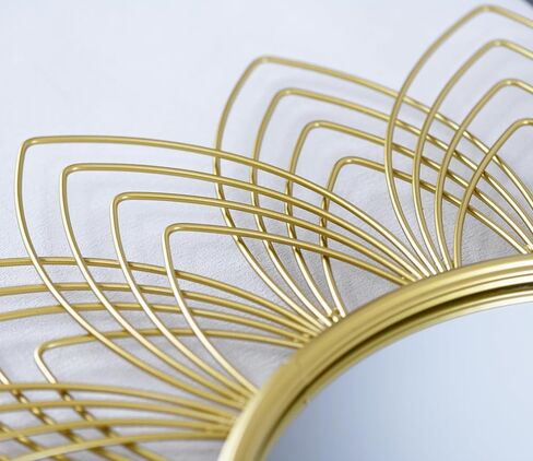 مرآة حائط كبيرة مقاس 27 بوصة بإطار معدني ذهبي مرآة دائرية مرآة دائرية ذهبية لغرفة المعيشة وغرفة النوم وخط المدخل ذهبي in Kuwait