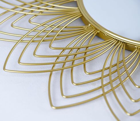 مرآة حائط كبيرة مقاس 27 بوصة بإطار معدني ذهبي مرآة دائرية مرآة دائرية ذهبية لغرفة المعيشة وغرفة النوم وخط المدخل ذهبي in Kuwait