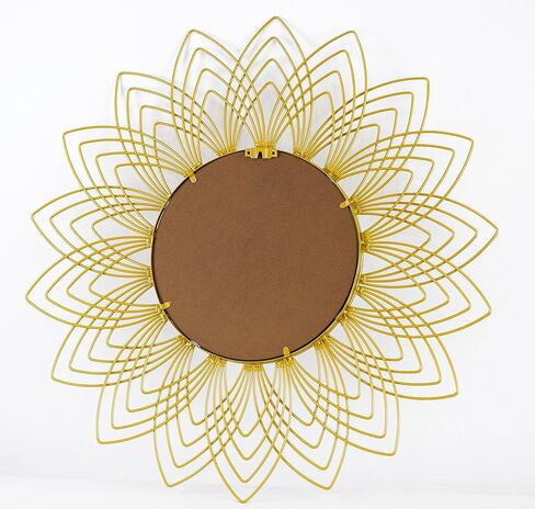 مرآة حائط كبيرة مقاس 27 بوصة بإطار معدني ذهبي مرآة دائرية مرآة دائرية ذهبية لغرفة المعيشة وغرفة النوم وخط المدخل ذهبي in Kuwait