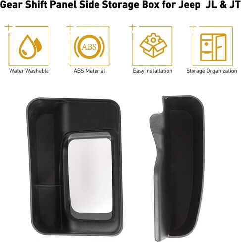 Savadicar JL GearTray Gear Shift Console Side Storage Box Auto Transmission Shifter Side Organizer Tray for 2018-2022 Jeep Wrangler JL JLU & Jeep Gladiator JT، الملحقات الداخلية، أسود in Saudi Arabia