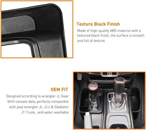 Savadicar JL GearTray Gear Shift Console Side Storage Box Auto Transmission Shifter Side Organizer Tray for 2018-2022 Jeep Wrangler JL JLU & Jeep Gladiator JT، الملحقات الداخلية، أسود in Saudi Arabia