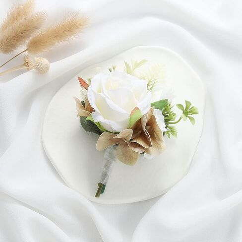 Latious Wedding Flower Boutonniere Red Groom Rose Buttonholes Men's Boutineer Party Suit Decoration Prom Anniversary Accessories for Groomsmans and Man (A-Red) in Saudi Arabia