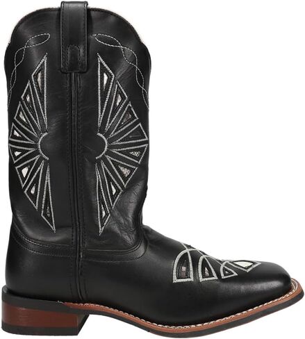 Laredo Womens Kite Days Embroidery Square Toe Casual Boots Mid Calf Low Heel 1-2" - Black in Saudi Arabia