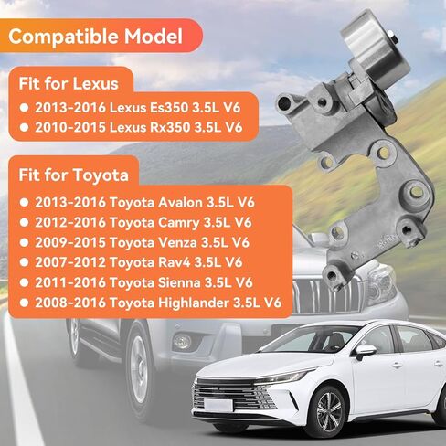 89374 محرك حزام الموتر وبكرة المهمل طقم حزام سير السربنتين مناسب لتويوتا كامري هايلاندر Rav4 أفالون سيينا فينزا، لكزس Es350 Rx350، 3.5L V6، 1662031040 36173 7PK1550 in Kuwait