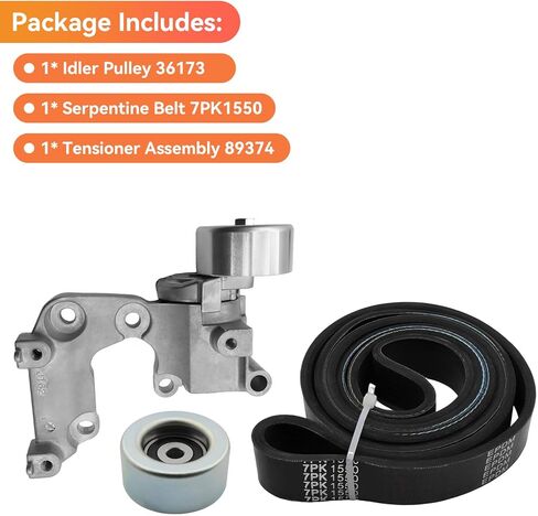 89374 محرك حزام الموتر وبكرة المهمل طقم حزام سير السربنتين مناسب لتويوتا كامري هايلاندر Rav4 أفالون سيينا فينزا، لكزس Es350 Rx350، 3.5L V6، 1662031040 36173 7PK1550 in Kuwait