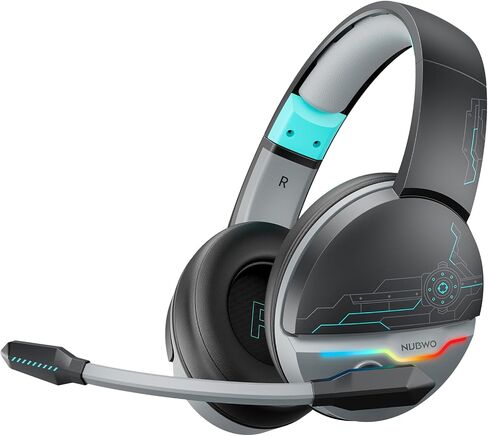 NUBWO G08 Dual Wireless Gaming Headset with Microphone for PS5, PS4, PC, Mobile, Tablet: 2.4Ghz Wireless + 5.3 Bluetooth - Lightweight - RGB Light - Blue in Saudi Arabia
