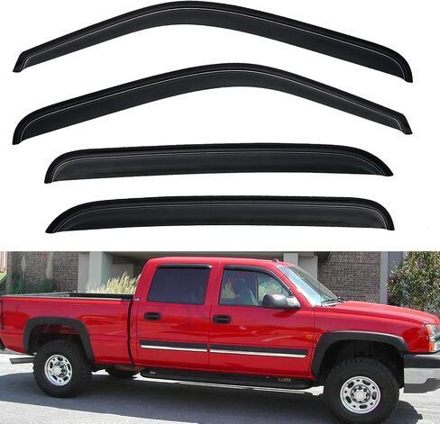 4pcs Front+Rear Smoke Sun/Rain Guard Window Visors Compatible with / 00-06 Suburban Yukon XL 02-06 Avalanche Escalade ESV/EXT 99-06 Silverado Sierra 07 Classic Body Crew Cab in Saudi Arabia