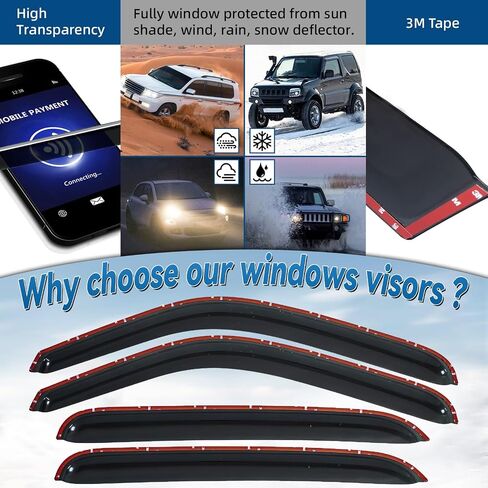 4pcs Front+Rear Smoke Sun/Rain Guard Window Visors Compatible with / 00-06 Suburban Yukon XL 02-06 Avalanche Escalade ESV/EXT 99-06 Silverado Sierra 07 Classic Body Crew Cab in Saudi Arabia