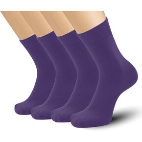 Mens Viscose Bamboo Fiber Crew Socks Breathable Classic Vibrant Colorful Fashion Cool Socks 4 Pairs