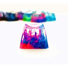 1 Pcs Handmade Seabed Landscape R4 Keycap Resin Artisan Backlit Switch SA Profile for Cherry MX RGB Gaming Mechanical Keyboard DIY Replace (Blue red)