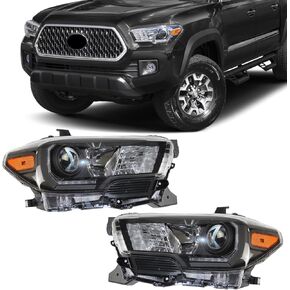 Halogen Headlight Headlamps Black Housing w/o Bulbs For 2016-2019 Toyota Tacoma TRD