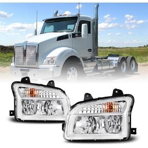 Headlights fits 2014-2023 Kenworth T880, Reflector Headlamps, Chrome