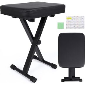 Piano Bench Adjustable Keyboard Chair: Portable Piano Stool Padded Music Seat Folding Keyboard Bench - X Style Piano Chair for Kids Adults
