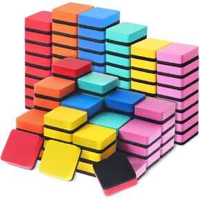 96 Pack Mini Dry Erase Erasers Bulk Magnetic Whiteboard Dry Erasers Classroom Supplies Whiteboard Chalkboard Cleaner for Teacher Kids School Office, 1.97 x 1.97 Inch (Square, Colorful)