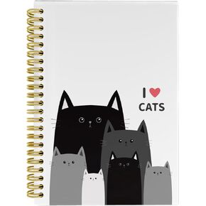Knibeo Cat Notebook, Cat Gifts for Cat Lovers Girls Women, Cat Journal, Cat Mom Gifts, Cat Lady Gifts, Cute Notebook, I Love Cats Spiral Journal Notebook 5.5x8.3