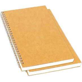 8.65 x 5.9 Inch 2 Pack College Ruled Notebook, Soft Brown Cover Spiral Notebook, Memo Notepad Sketchbook, Students Office Business Diary Spiral Book Journal, 160 Pages, 80 Sheets