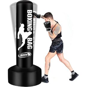 69'' Standing Punching Bag for Adults with Stand, Heavy Bag Boxing Equipment Kicking Bag Inflatable Kick Boxing Bag with Stand for Training MMA Muay Thai Fitness