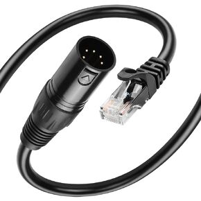 GINTOOYUN 5 Pin XLR Female to RJ45 Extension Cable XLR DMX Cable for Speaker,Mixers,Sound and Stage Lighting equipment-30cm/1Ft (5 Pin XLR Male to to RJ45 Female)