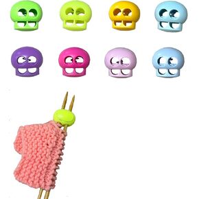 SPANSEE 8 PCS Coloured Skull Knitting Stitch Stoppers, Needle Minder, Knitting Needle Point Protectors, Knitting Needle Stoppers, Knitting Supplies fit Size 1-8 (2.25mm-5mm) Needles