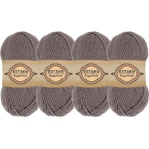 Estako Megastar, 75% Acrylic 25% Wool Yarn, Soft, Chunky Bulky Weight #5 for Crochet and Knitting 3.52 Oz (100g) / 120 Yrds (110m) (67011 - Stone)