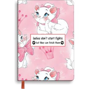 Marie Cat Gift Ladies Don’t Start Fights But They Can Finish Them Leather Journal Movie Lover Gift Cartoon Animation Writing Planner (Marie Cat-Pink)