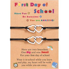 PINKDODO First Day of Bracelets Set for 2 Matching Wish Bracelets Back to School Gifts