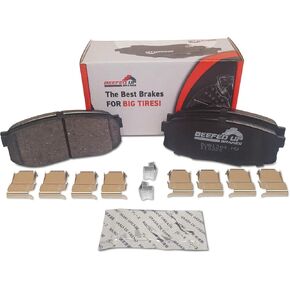 Ceramic Brake Pad Kit w/hardware and grease Compatible with 2007-2022 Toyota Tundra (Heavy Duty - Front)