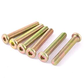 uxcell® M8 x 50mm Male Thread Hex Socket Head Cap Screw Bolt Bronze Tone 6 Pcs