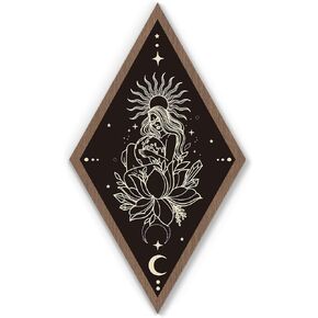 Zopedia القوطية جدار ديكور الأزهار فتاة الشمس القوطية جدار الفن شنقا بوهو الساحرة علامة الخشب السماوية مع الإطار لقاعة معرض غرفة المعيشة غرفة نوم 10.6 × 17 بوصة in Kuwait