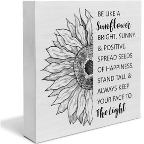 Country Sunflower Wood Box Sign Decor Desk Sign Be Like a Sunflower Bright Quote Wooden Box Block Sign Rustic Home Office Shelf Wall Decoration