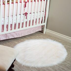 Mudder Round Fluffy Rug Faux Fur Round Rug Shaggy Floor Area Carpet for Living Bedroom Sofa Supplies (20 x 20 Inch)