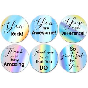 ملصقات شكر G2PLUS، 120 قطعة من ملصقات شكرًا لك فضية ثلاثية الأبعاد، ملصقات أنت رائعة، ملصقات كودوس مقاس 2 بوصة للطلاب والمتطوعين والموظفين والممرضات (6 تصميمات مختلفة) in Kuwait